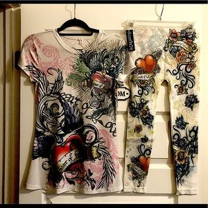 top with rhinestones stretch fabric, *price includes both top and leggings